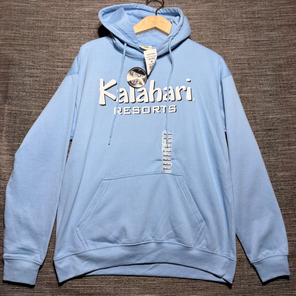 Kalahari Resorts Hoodie Men M Light Blue LS Pullover Graphic